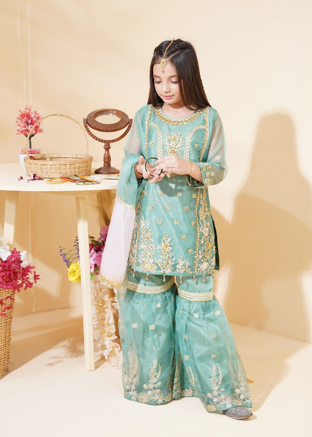 Gharara in Aquamarine by Laal Clothing - BVP1344 | Laam.pk