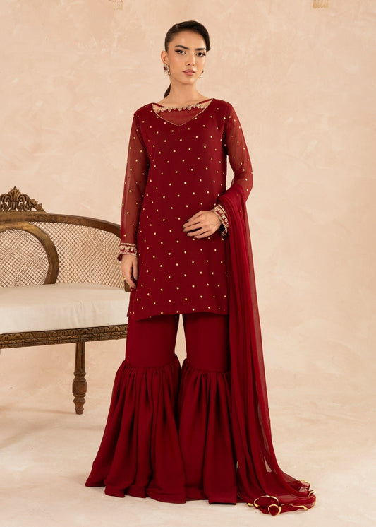 Gharara in Maroon by Agha Jaan - HAB3045 | Laam.pk