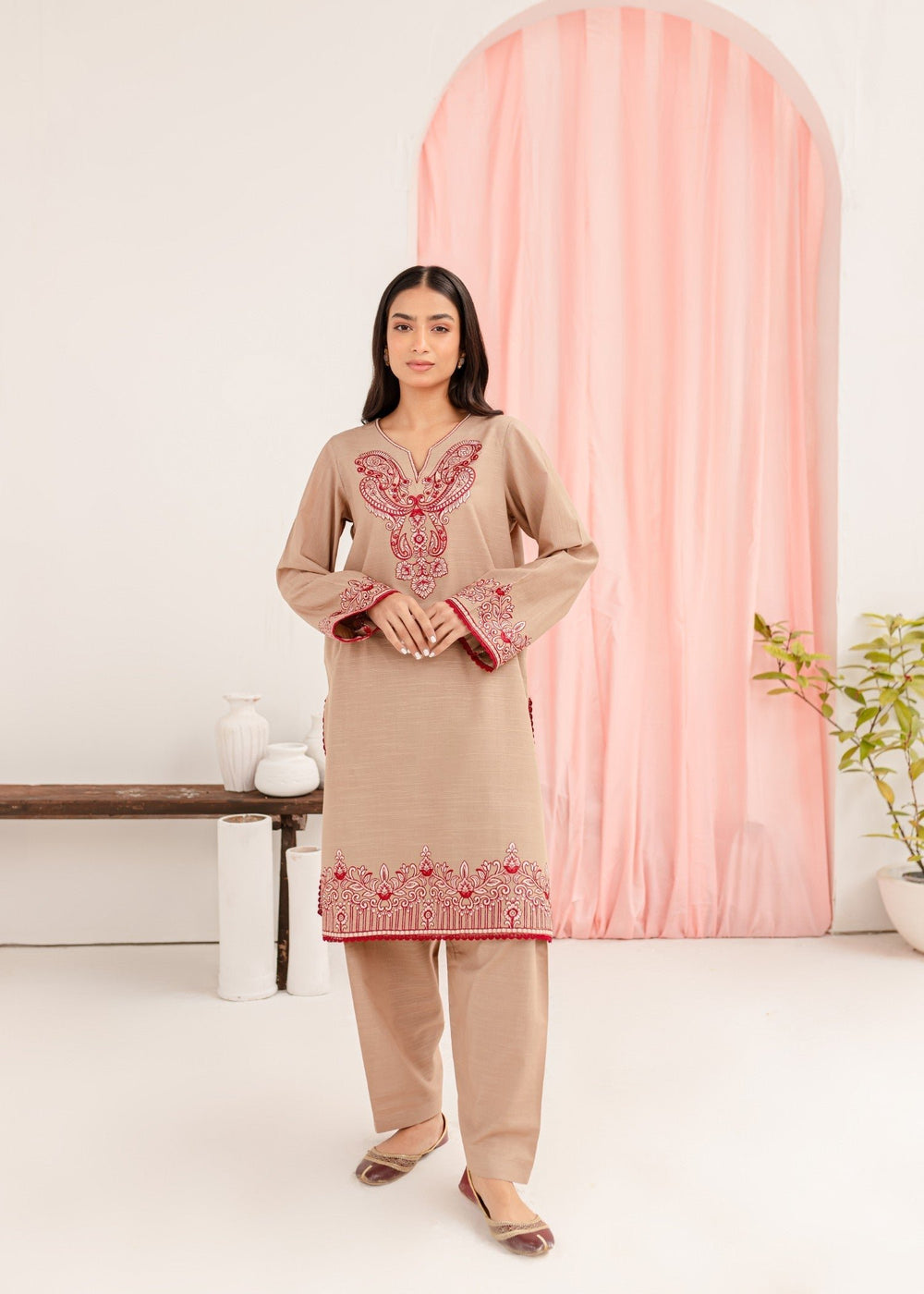 Kurta Set in Beige by Mayal - BOH3930 | Laam.pk