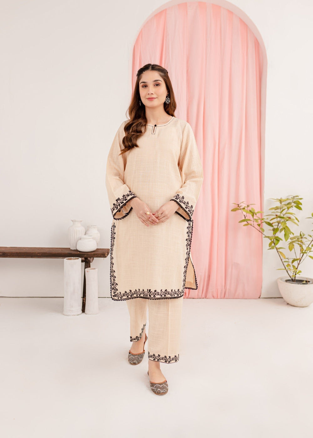 Kurta Set in Cream by Mayal - XEN3367 | Laam.pk