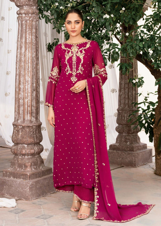 Kurta Set in Magenta by Agha Jaan - BED4536 | Laam.pk
