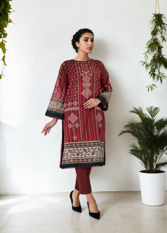 Kurta Set in Maroon by Noorma Kaamal - MQZ6084 | Laam.pk